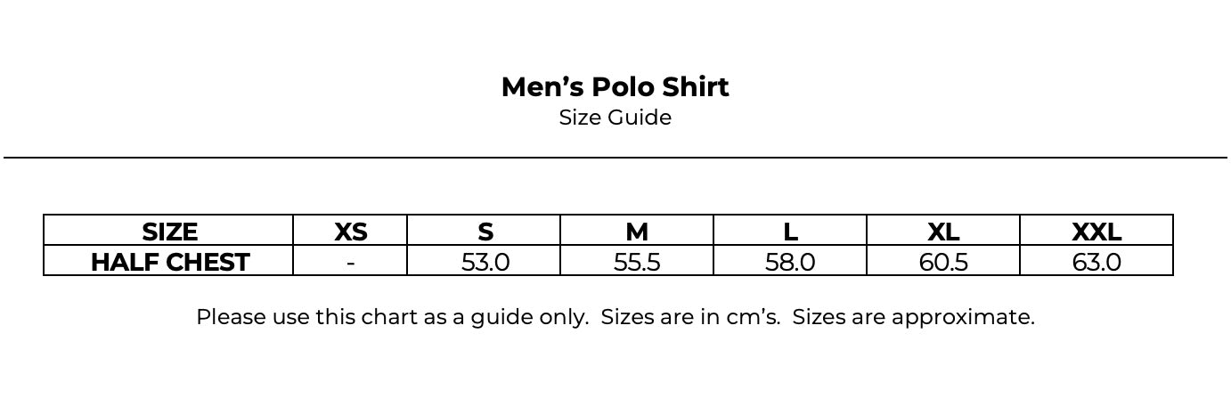 Size guide for Men's Polo Shirt